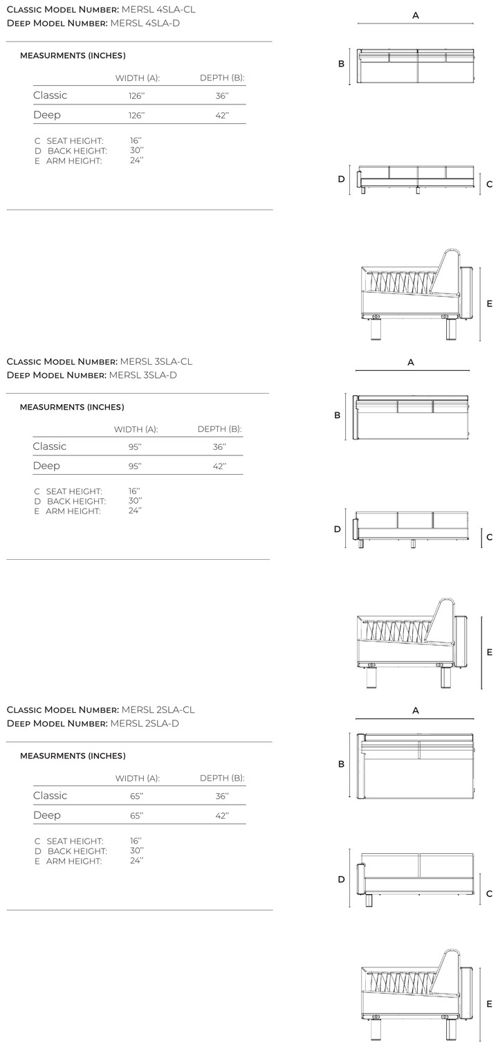 Modulo con bracciolo sinistro Sail dimensioni